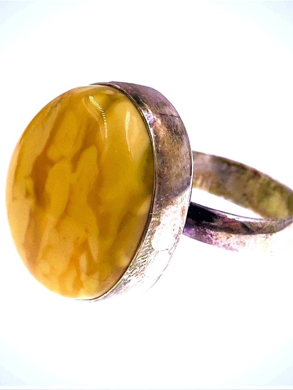 Vintage EINER FEHRN Denmark Modernist Sterling Butterscotch Egg Yolk Amber RING